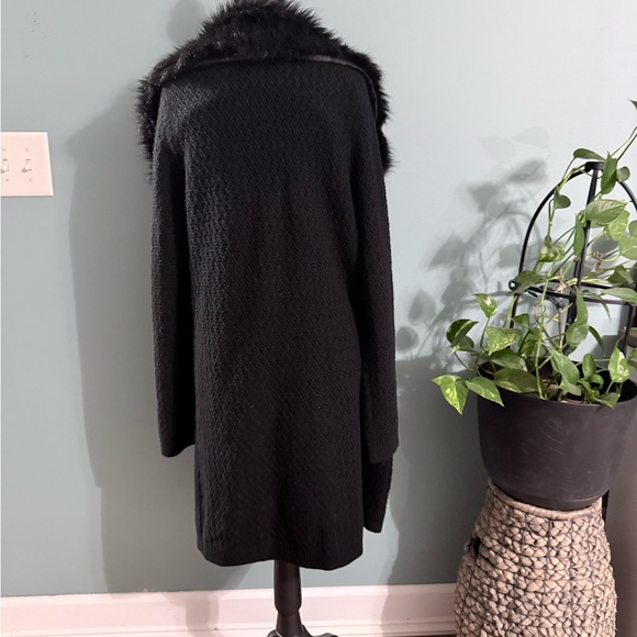 Lovestitch Charcoal Faux Fur Trim cardigan - Picture 6 of 7